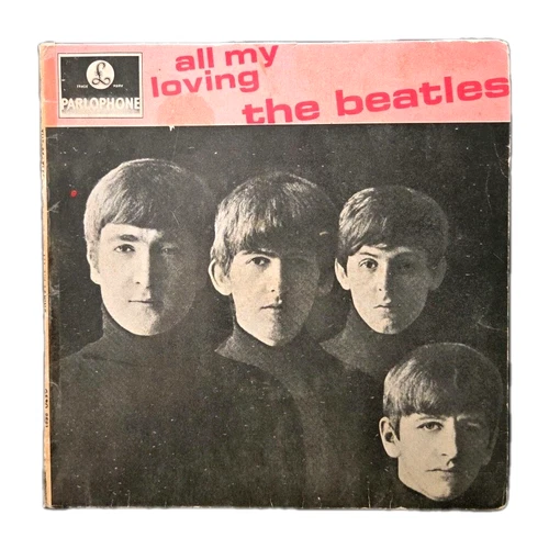 THE BEATLES "All My Loving" RARE 1964 1st AUSSIE 'PINK' PRESSING 7" VINYL EP VG+