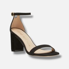 Stuart Weitzman Women's Black Nudistcurve 75 Block-Heel Sandal Shoes Size 5B