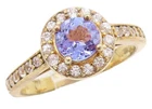 925 Sterling Silver Vintage Ring Gold Plated Tanzanite & Topaz  Sz 7  RG30634