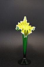 Vase corolle Murano vert jaune parfait soliflore design Art Nouveau