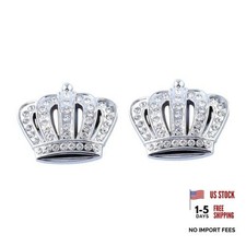 2X Bling Crown Crystal Diamond Crown Emblems Stickers Decals Decoration, Chrome