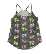P.J. Salvage Womens Elephant Pattern Pajama Sleep Tank Top, Grey, Medium