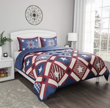 NEW 3-Piece Quilt Set   Americana All-Season Blanket  Sham King 66-Q001K