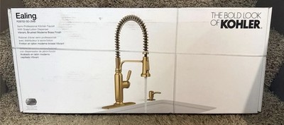 KOHLER Ealing Pro R28702-SD-2MB Brass High-arc Kitchen Faucet New Sealed