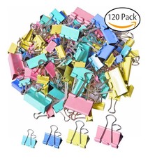 120 Pcs Colored Binder Clips Paper Clamps for Office Home School Supplies H 
