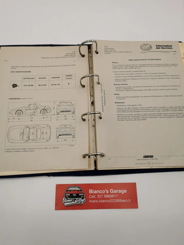 Manuale Fiat Barchetta Informazioni Del Servizio - Immagine 4 di 4