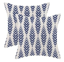 Navy Blue Boho Pillow Covers 16x16 Pack Of 2, Bohemian Ethnic Herringbone Patter