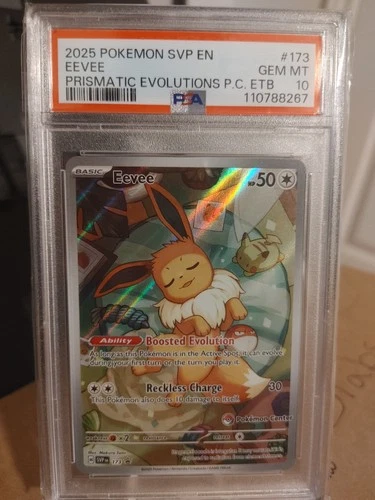 2025 POKEMON SVP PRISMATIC EVOLUTIONS POKEMON CENTER ETB PROMO #173 EEVEE PSA 10