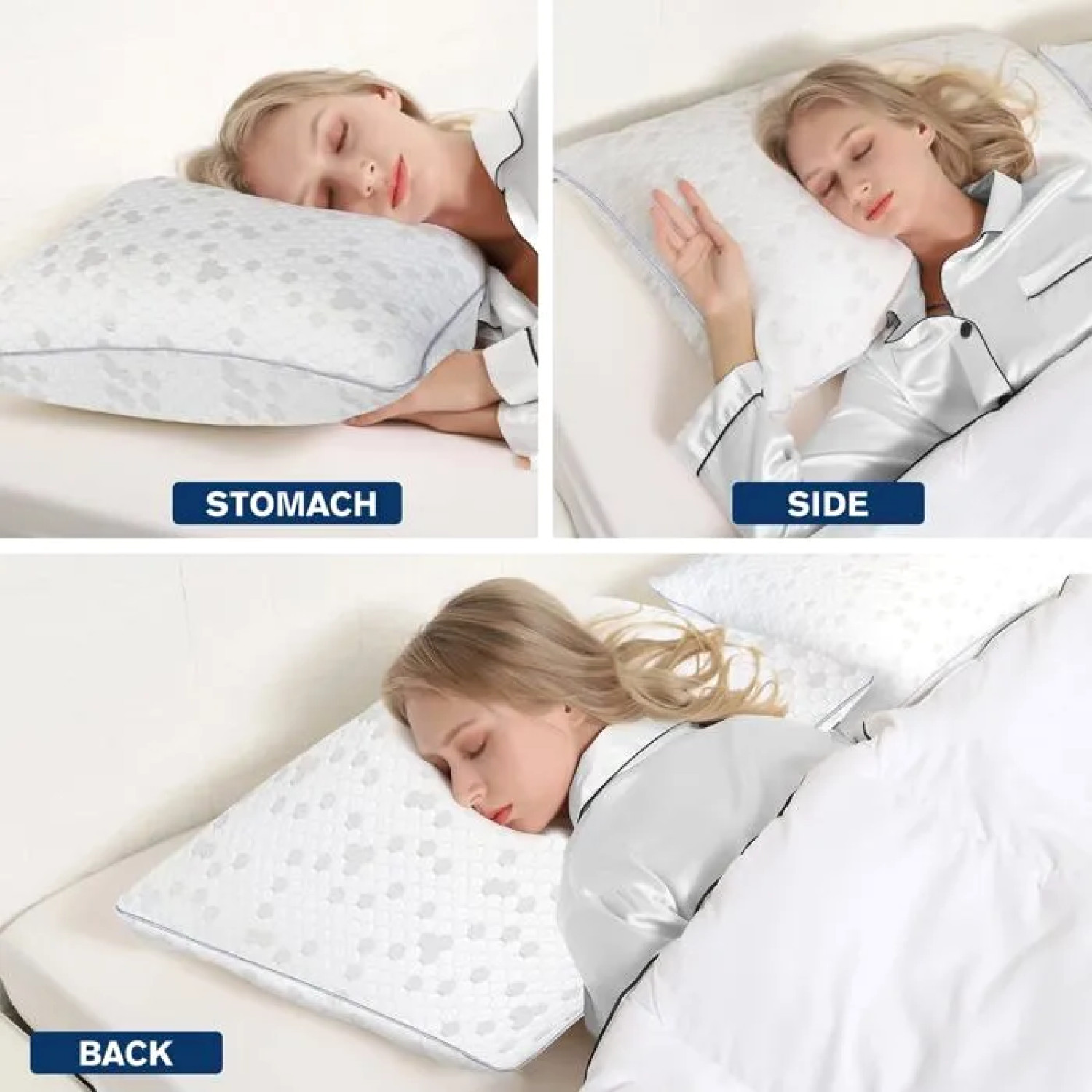 Oreillers mémoire de forme 50x70 lot de 2 ergonomique cervical anti-douleur de nuque pour lit - 2