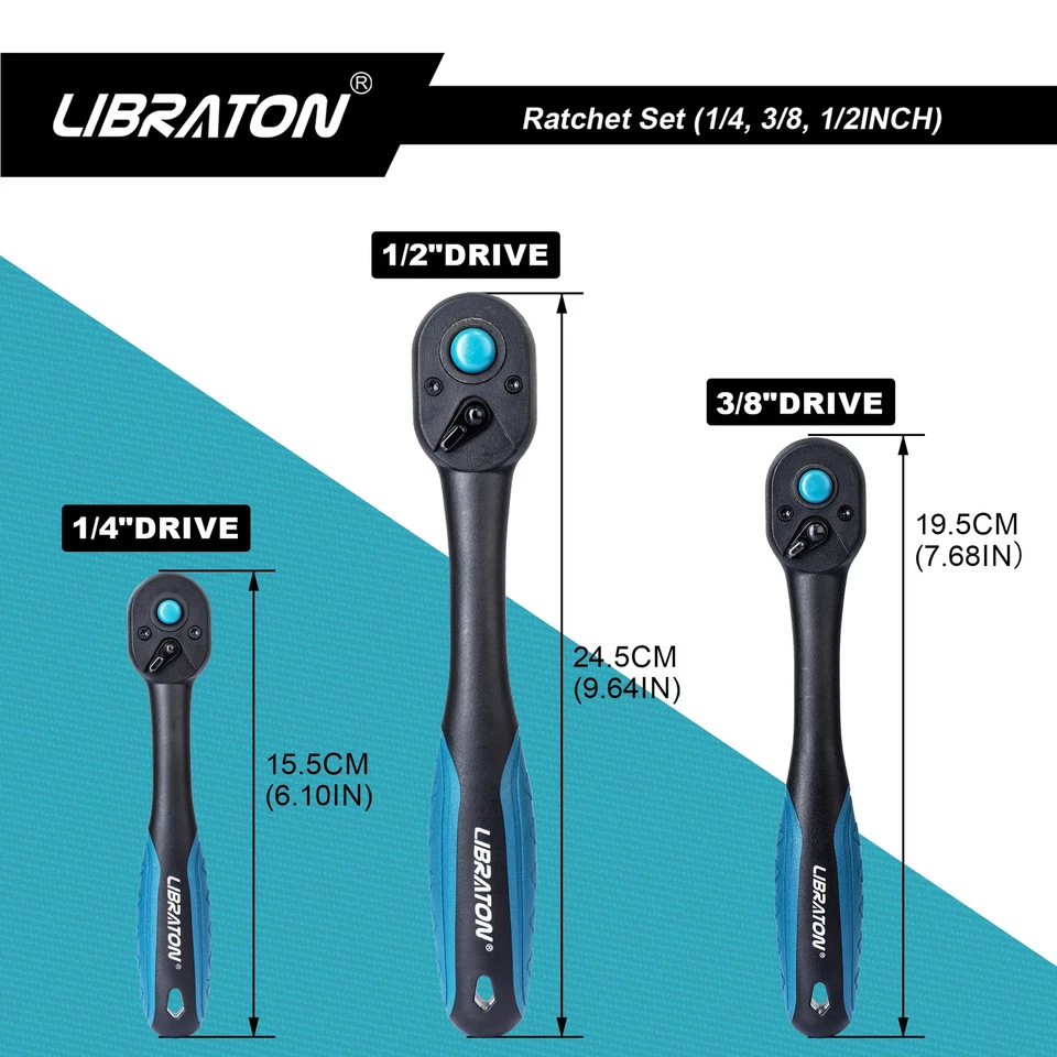 LIBRATON 72-Tooth Ratchet Wrench Quick Release Ratchet Handle Reversible 1/4'' 3 - Image 4 of 4