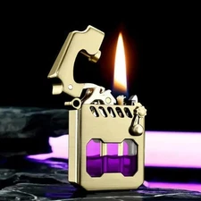 Mecha Metal Rocker Lighter, Vintage Trench, Retro Kerosene Table Lighter for Men