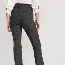 Old Navy High-Rise Pixie Flare Secret-Smooth Pocket Plaid Pants 6P