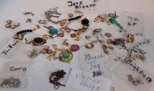vtg clasps findings lot some signed jewelry repair making trifari coro monet #3