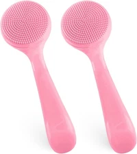 2pcs Silicone Manual Facial Cleansing Brush,Soft Bristles Waterproof Silicone Fa