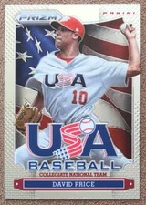 David Price 2013 Panini Prizm USA Baseball #USA8 Collegiate National Team Insert