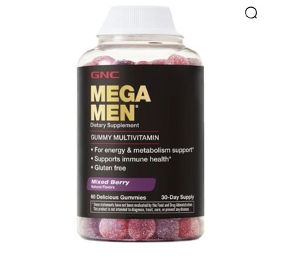 GNC Mega Men Gummies Multivitamin, Dietary Supplement, 60 Count