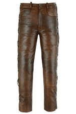 Western Cowboy Style Leather Pant Native American Brown Leather Pant Side Laces