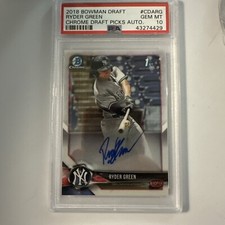 2018 Bowman Daft Ryder Green 1st Bowman Chrome Autograph #CDARG PSA 10 Yankees