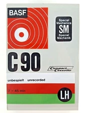 BASF C90 LH SM Unrecorded Still Wrapped - Made in Germany, Vintage NOS 1971-73