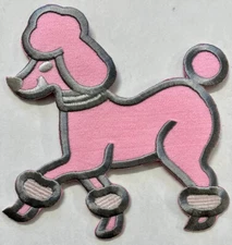 SIMPLICITY IRON ON Applique Pink Poodle 6"W X 6"H Pink/Grey Super Detailed!