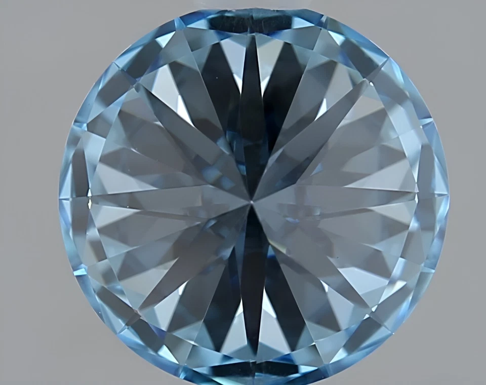 1.02ct Fancy Vivid Blue VVS1/ID/EX Round Lab-grown Loose Diamond IGI Certified - Image 3 of 4