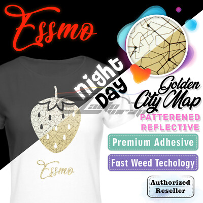 Gold City Map Patterned Reflective Heat Transfer Vinyl HTV T-Shirt Iron #PR22