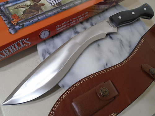 Marbles Full Tang Kukri Machete Bowie Knife MR619 Micarta Leather Sheath 16 3/4"