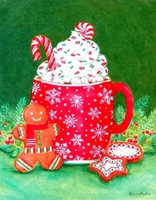 Papyrus Bella Pilar Gingerbread Man & Hot Cocoa Christmas Notecard Greeting Card