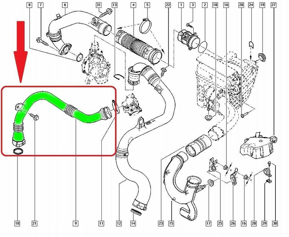 Tubo Intercooler Per RENAULT SCENIC III MEGANE III 1.9 DCI 131 CV ...
