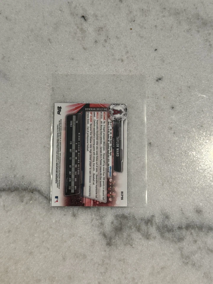 TAYLOR WARD 2017 Bowman Chrome BLACK SHIMMER REFRACTOR RC #BCP96 #/100 SP MINI - Image 2 of 2