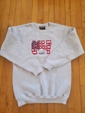 Vintage Bee Wear Golf Sweater Logo Flag Mens L Made in USA 80s 90s Y2K Pullover