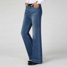 Men Casual Bell Bottom Jeans 60s 70s Flared Denim Pants Retro Trousers Slim Chic