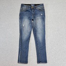 Democracy Jeans Womens 6 Blue Ankle Skimmer Ab Solution Distressed Denim