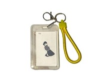 Yellow Transparent Hard Plastic ID Badge Holder Key Chain
