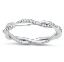 NEW 925 Sterling Silver Fashion Ring 2.5mm with CZs size 7