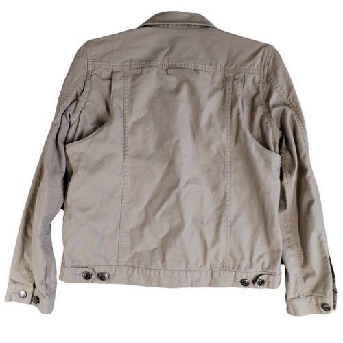 Duluth Trading Jean Jacket Women Small Khaki Field Pockets Button Cotton Trucker - Picture 4 of 11
