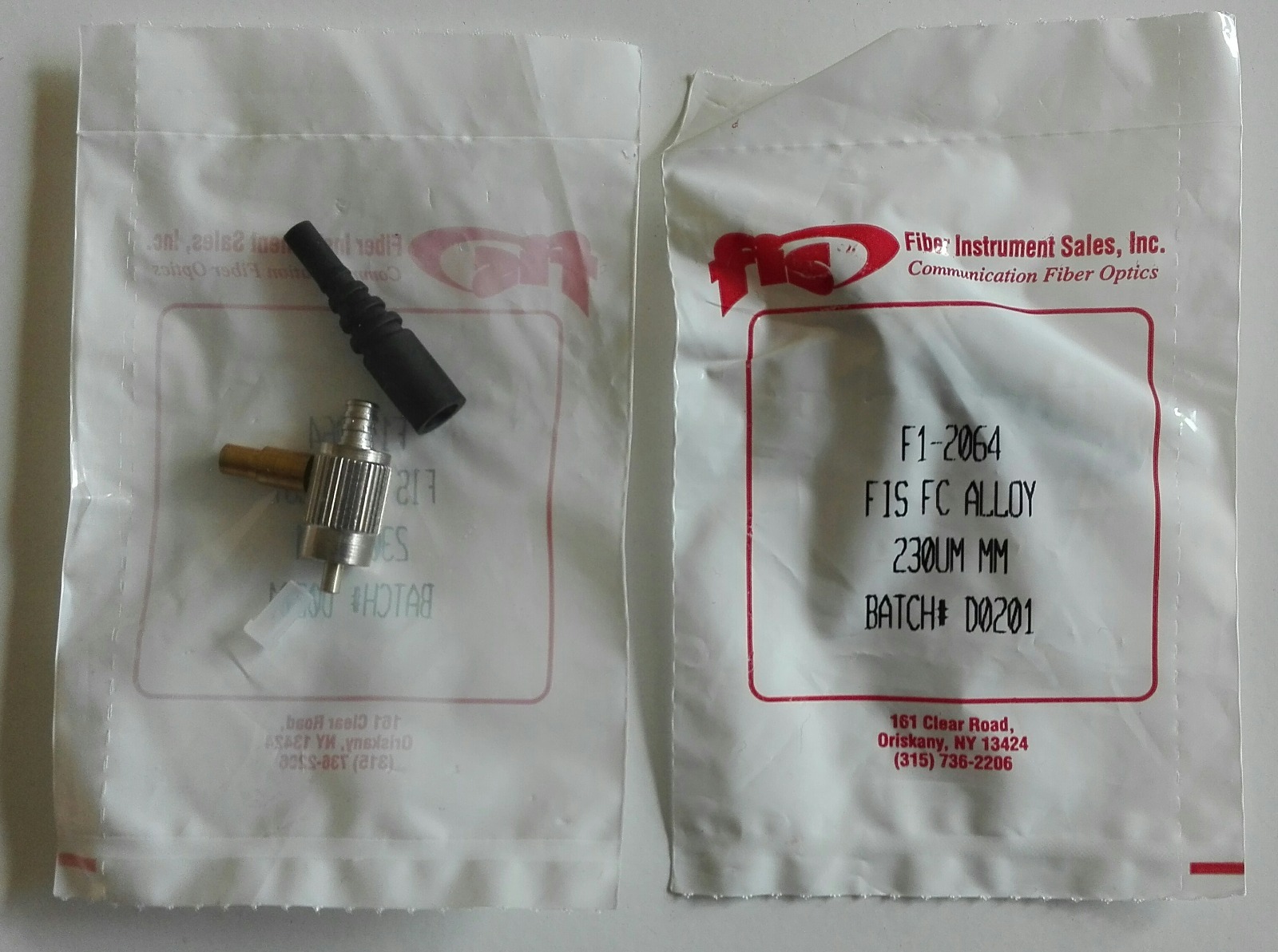 FC PC fiber optic connector, alloy ferrule, drilled to 230µM, FIS ...