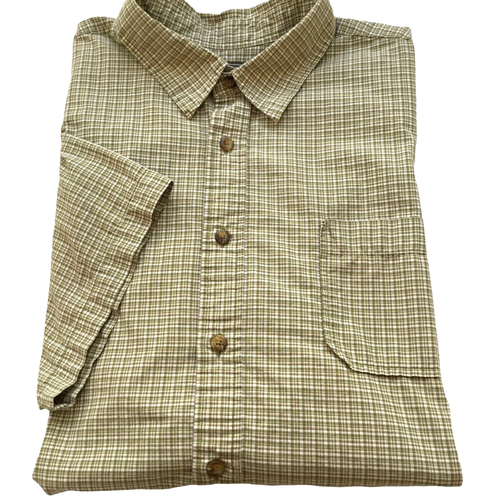Eddie Bauer Men's XXL Short Sleeve Cotton Check Button-Up Shirt