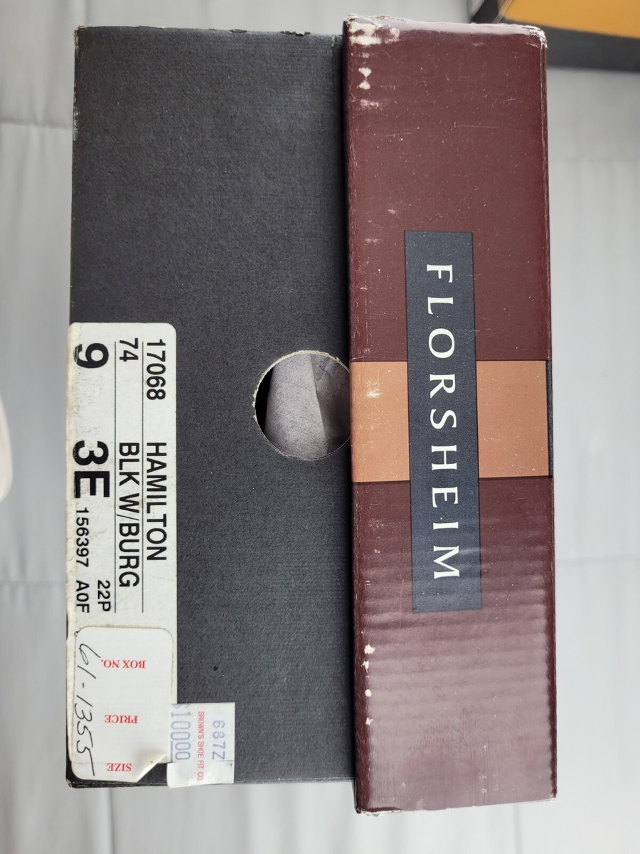 New Florsheim Men's Hamilton Black With Burgundy Size 9 EEE #17068