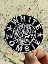 White Zombie Iron On Patch Black White Embroidered Heavy Metal