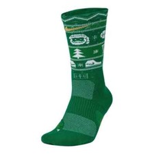NIKE ELITE ' CHRISTMAS CREW SOCKS ' GREEN ' WOMENS 4-6, YOUTH 3Y-5Y ' BASKETBALL