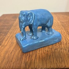 Rookwood Pottery Production Matte Blue Elephant Paperweight 1930 MINT