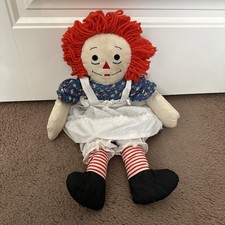 Vintage 1960s-70s Raggedy Ann Doll 18" Knickerbocker Stitched Face "I Love You"