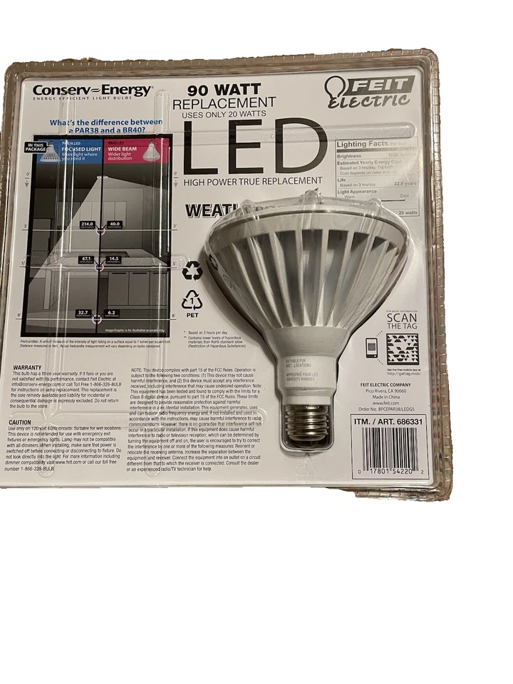 Feit Eletric Led Dimmable 90Watt Replacement Bulb New - Image 2 of 2
