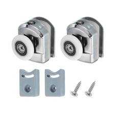 2Pcs 23mm Single Shower Door Rollers Copper Top Wheels Pulleys Guide Silver