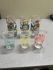 Rare Set 6 Vintage Welch's Character Juice Glasses Archie Flintstones Looney