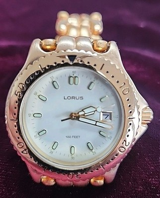 Lorus Watch Men 37mm Gold Tone Date Round Dial LR0272 Full Bracelet 