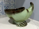 FRANKOMA POTTERY Prairie Green Cornucopia Planter/Vase #57