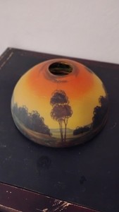 REVERSE PAINTED ANTIQUE LAMP SHADE ~ LANDSCAPE
