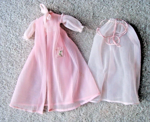 Vintage Barbie Nighty Negligee 1959 #965 Pink Nightgown Robe Set